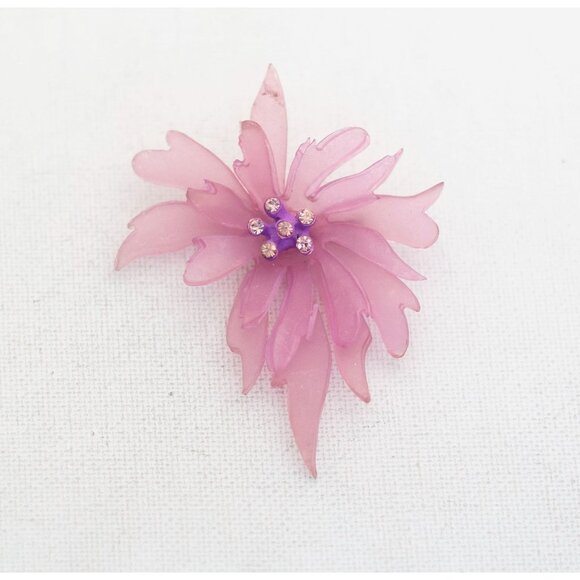 Vintage Ghost Pink Flower Brooch - T17 - Picture 1 of 2